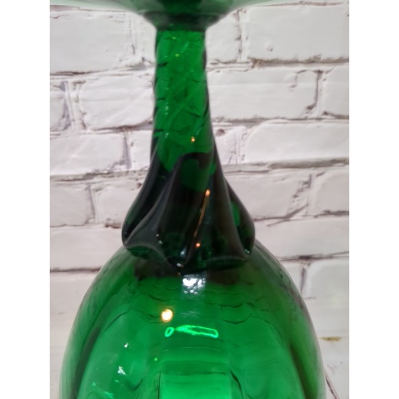 Vintage Empoli Emerald Green Spiral Optic‎ Glass Vase 12" - Picture 6 of 7
